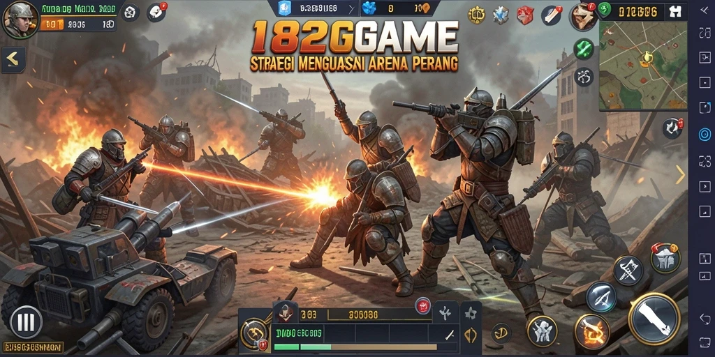 Tangkapan layar menampilkan aksi pertempuran strategis dalam 182GAME.