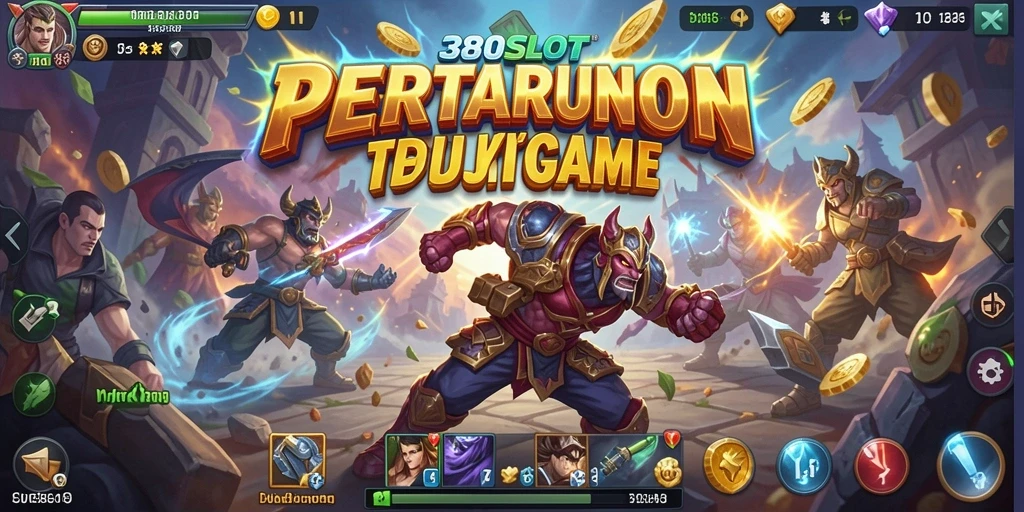 Tampilan screenshot 380SLOT menampilkan pertarungan epik antara karakter-karakter kuat.