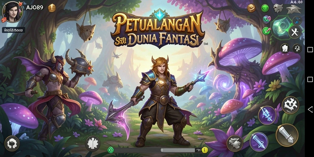 Tampilan gameplay AJO89 yang menampilkan aksi petualangan yang seru.