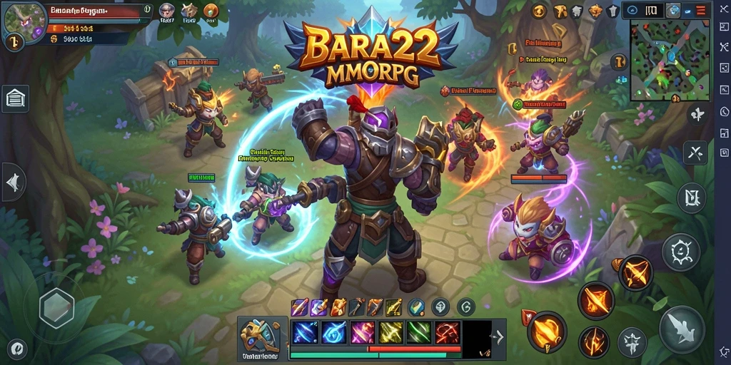 Screenshot BARA22 menampilkan pertempuran epik dalam dunia MMORPG.