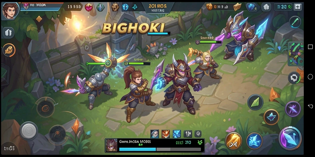 Screenshot utama BIGHOKI menampilkan aksi intens di arena MOBA.