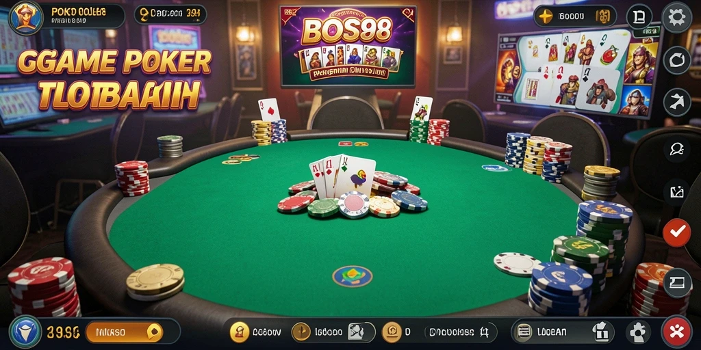 Tampilan interaktif dari permainan Poker di BOS88.