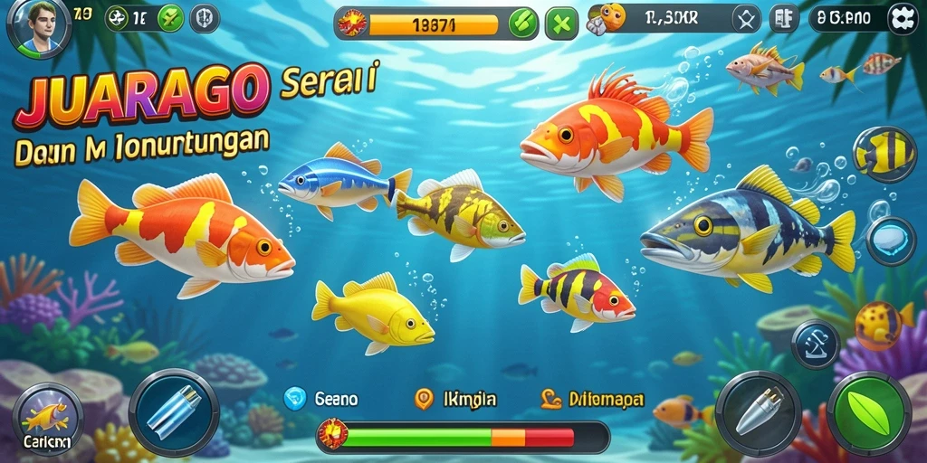 Screenshot menampilkan aksi tembak ikan yang mendebarkan dalam JUARAGO.