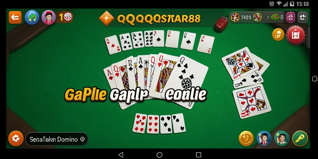 Screenshot gameplay QQSTAR88 yang menunjukkan suasana bermain Gaple.