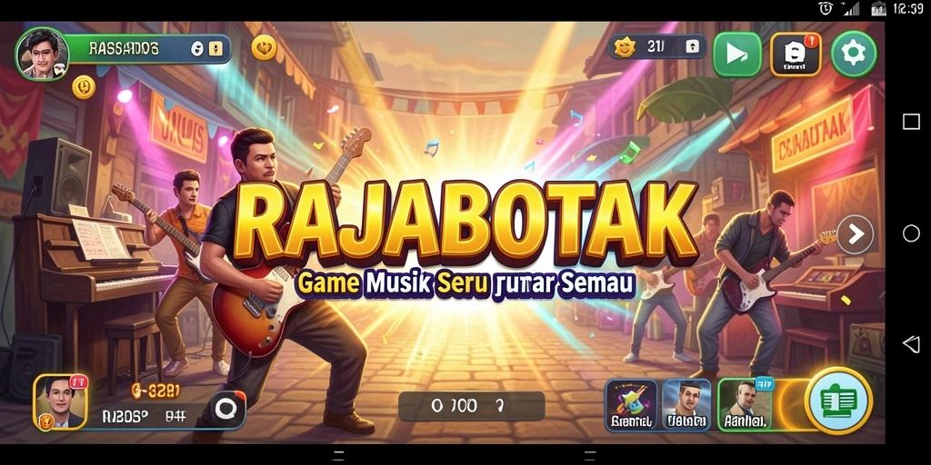 Gameplay seru dalam RAJABOTAK dengan musik interaktif.