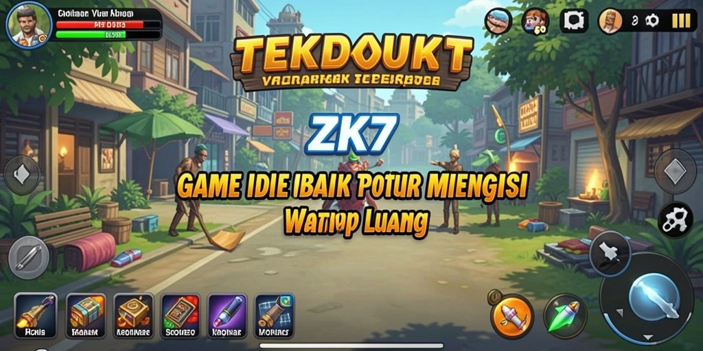Screenshot gameplay ZK7 menampilkan suasana santai dan perkembangan karakter.